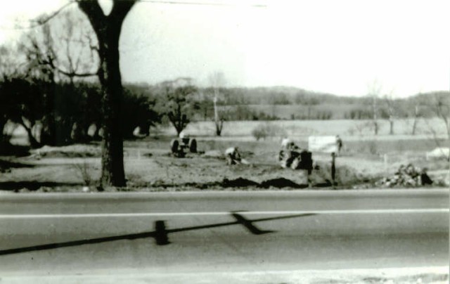 Land being cleared to build the 1949 Firehouse.  Photo taken in 1946